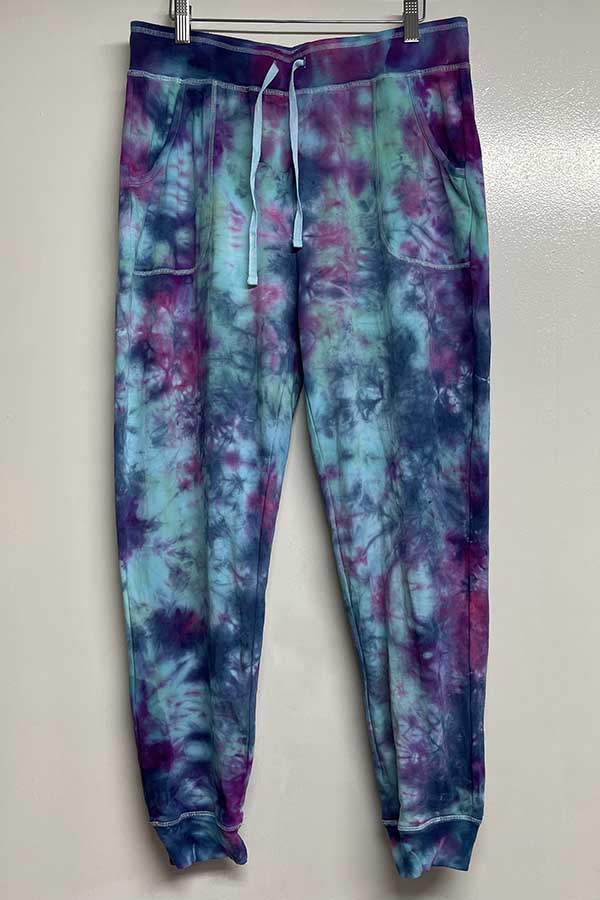 finished tie dyed sweatpants