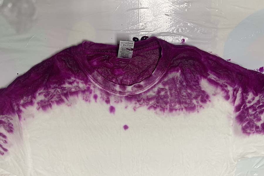 Adding dye to top of shirt
