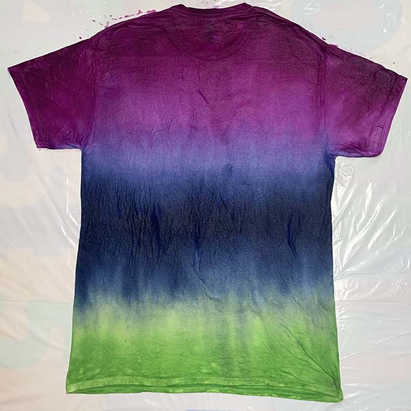 Blended dye to create three color ombre pattern