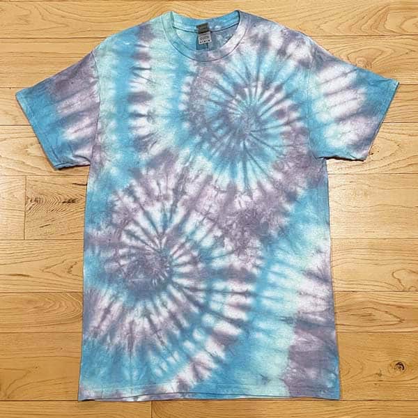 Finished pastel double spiral tie dye shirt