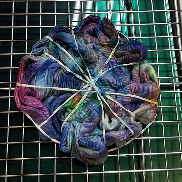 Ice dyed crumple tie dye pattern
