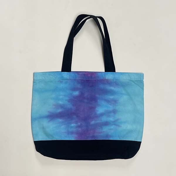 tie dyed solid bottom tote bag